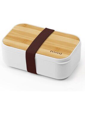 Stylish Bento Box Lunch Container - Bamboo Lid, Microwave & Dishwasher Safe
